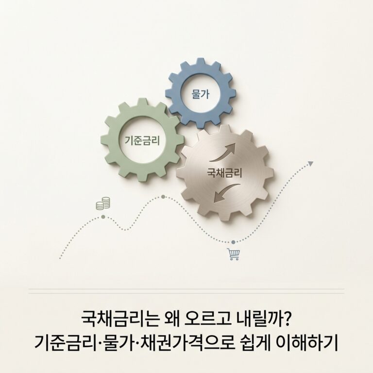 ai thumbnail minimal 국채금리는 왜 오르고 내릴까 기준금리·물가·채권가격으로 쉽게 이해하기 1787582806