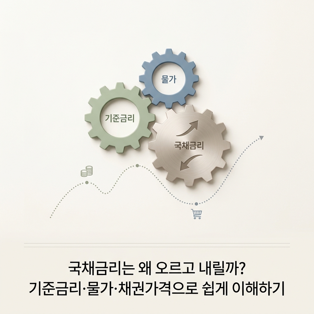 ai thumbnail minimal 국채금리는 왜 오르고 내릴까 기준금리·물가·채권가격으로 쉽게 이해하기 1787582806