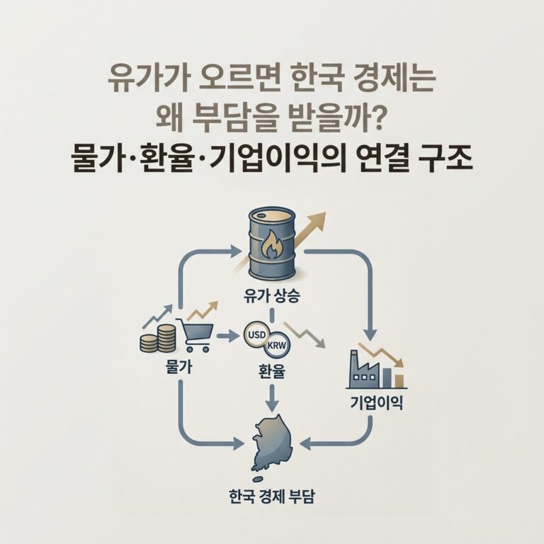 ai thumbnail minimal 유가가 오르면 한국 경제는 왜 부담을 받을까 물가·환율·기업이익의 연결 구조 1787635884