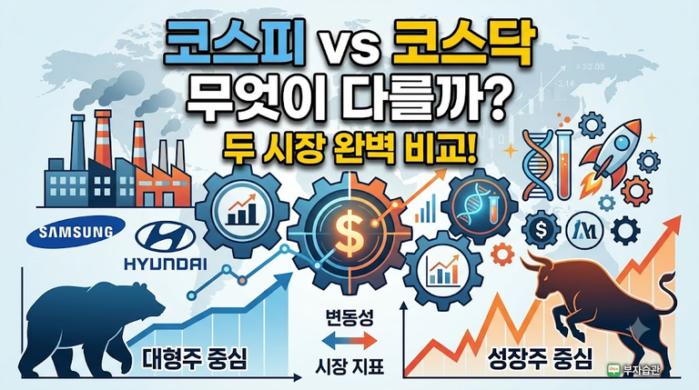 국내 주식시장 뉴스를 보면 거의 매일 코스피와 코스닥이라는 이름이 등장합니다. “코스피는 상승했지만 코스닥은 하락했다”, “대형주 중심으로 코스피가 강세를 보였다”, “성장주가 오르면서 코스닥이 반등했다” 같은 표현도 자주 볼 수 있습니다. 둘 다 국내 기업의 주식을 거래하는 시장인데 왜 별도로 구분할까요?